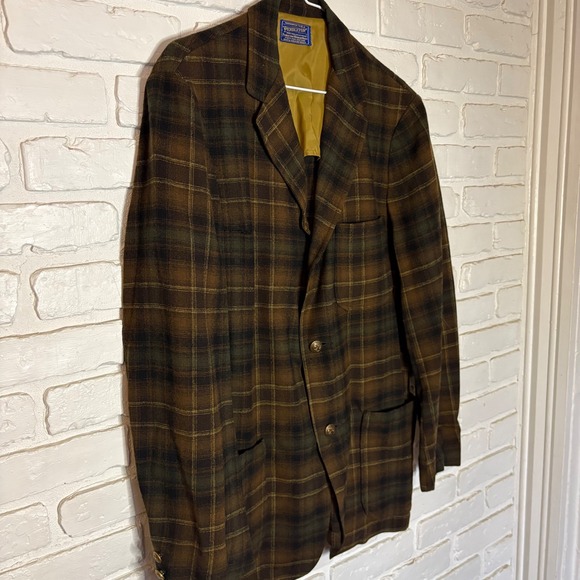 Pendleton Vintage Flannel Jacket Shirt 1960's 100% Wool Plaid Men's Size Small - Picture 3 of 5